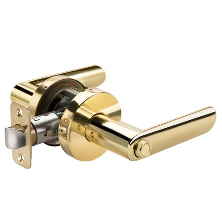 YALE REAL LIVING YH Collection Kincaid Lever with Flat Round Rose Privacy Lock US3 (605) Bright Brass Finish YR21KCFR605